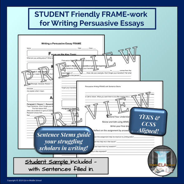Writing with FRAMES: Persuasive Essay Writing FRAME
